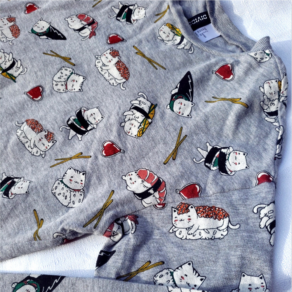 Divided Sushi Cat Crewneck Sweatshirt Pullover
